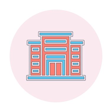 Alışveriş merkezi simgesi. Alışveriş merkezi oluşturma simgesi, vektör illüstrasyonu 