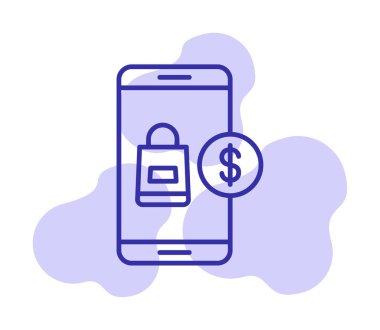 mobil bankacılık ve dolar simge vektörü 