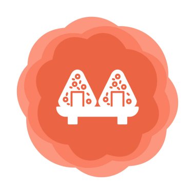 Onigiri sushi simgesi, vektör illüstrasyonu 