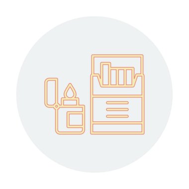 Sigara ve daha hafif ikonlu tütün sembolü, vektör illüstrasyonu 