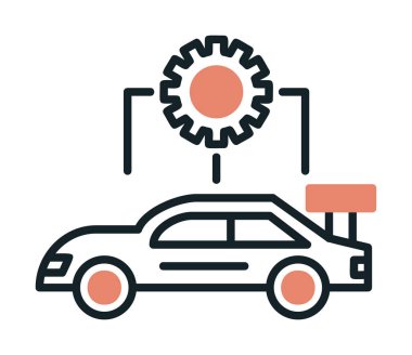 Araba servisi ikon vektör çizimi. Otomobil Yapılandırması             