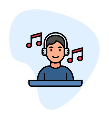 DJ avatar web simgesi, vektör illüstrasyonu 