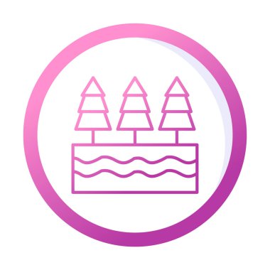 Nehir ve ağaçlar düz ikon vektör çizimi 