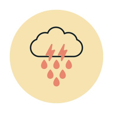 Gök gürültülü yağmurlu bulut sembolü, hava durumu ikonu, vektör illüstrasyonu 