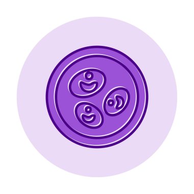 Bakteri petri kabı ve bakteri vektör simgesi 