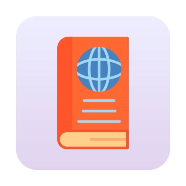 Basit Dünya Kitabı simgesi, vektör illüstrasyonu