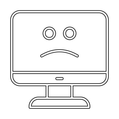 Bilgisayar simgesi üzerindeki mavi ekran, hata sembolü, illüstrasyon tasarımı, vektör grafiği 