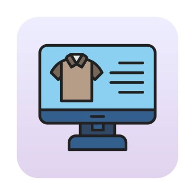 Basit Kumaş Çevrimiçi Alışveriş simgesi, vektör illüstrasyonu