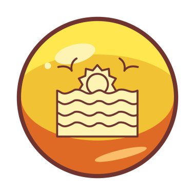 Basit düz gün batımı ve deniz vektörü çizimi