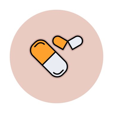 ilaç yassı ikonu, kapsüller, haplar            