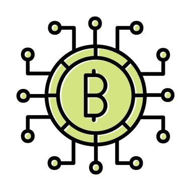 Bitcoin işareti, vektör illüstrasyonlu dijital para simgesi 