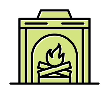 şömine simgesi vektör illüstrasyonu