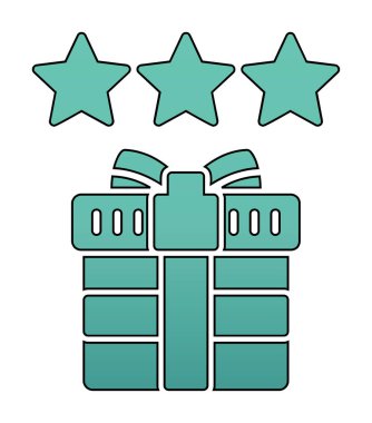 hediye ve Gözden Geçir vektör düz renk simgesi tasarımı