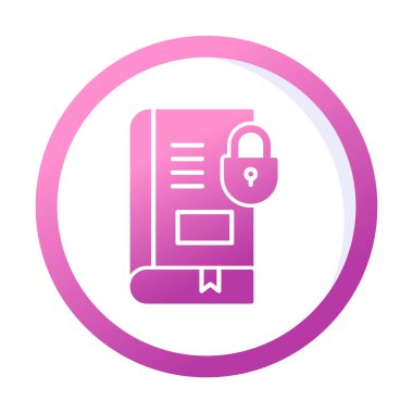 Asma kilit simgesine sahip kitap, vektör illüstrasyon tasarımı, Güvenli Kitap sembolü 