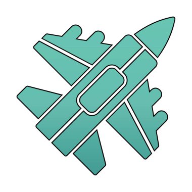 Jet Fighter ikonu. Askeri uçak uçuşu. vektör illüstrasyonu