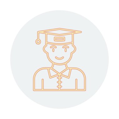 Mezuniyet başlığı simgesi vektör illüstrasyonu öğrencisi