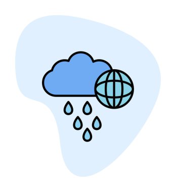 Dünya yağmurlu bir gün. Web simgesi basit tasarım