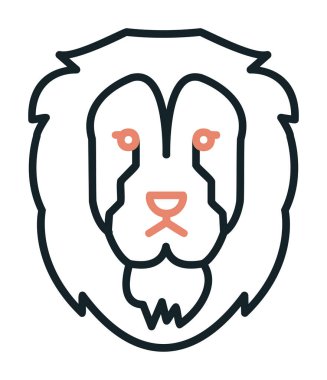 Aslan başı düz simgesi, vektör illüstrasyonu