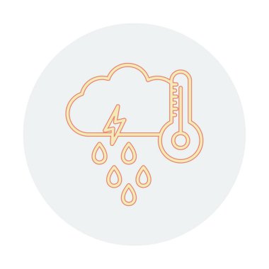 Gök gürültülü yağmurlu bulut sembolü, hava durumu ikonu, vektör illüstrasyonu 