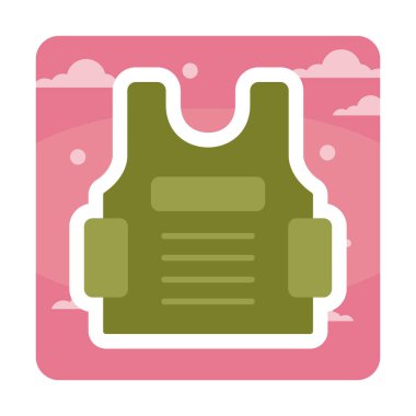 Kurşun geçirmez yelek ağ simgesi, vektör illüstrasyonu