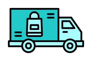 Teslimat kamyonu vektör simgesi modern basit illüstrasyon                        