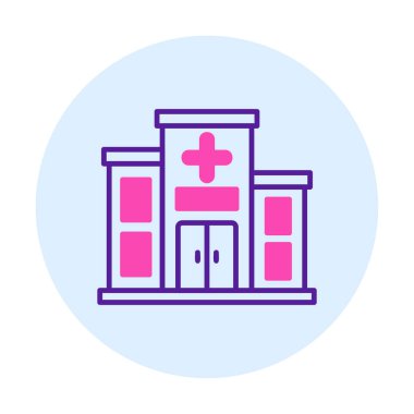 Basit düz hastane binası ikon vektör çizimi 