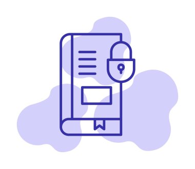 Asma kilit simgesine sahip kitap, vektör illüstrasyon tasarımı, Güvenli Kitap sembolü 