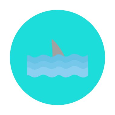 Deniz ikonunda köpekbalığı yüzgeci, vektör illüstrasyonu 