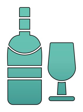 şarap şişe ve cam kutsal kişilerin resmi, vektör çizim  