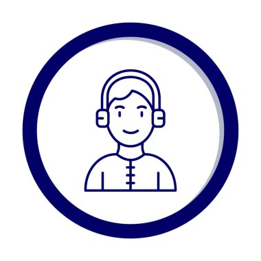 DJ avatar web simgesi, vektör illüstrasyonu 