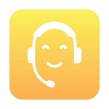 Kulaklık ve gülücükle yüzün vektör çizimi, Çağrı Merkezi kavramı