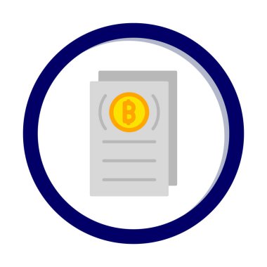 Belgeler ve bitcoin simgesinin vektör illüstrasyonu 