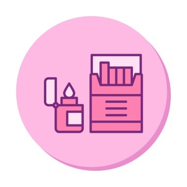 Sigara ve daha hafif ikonlu tütün sembolü, vektör illüstrasyonu 