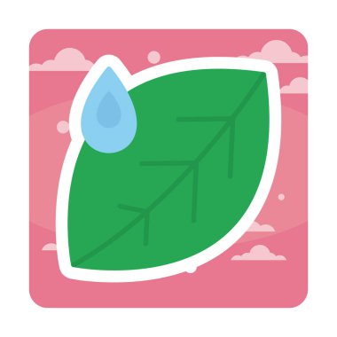 Su damlası ve yaprak simgesinin vektör çizimi