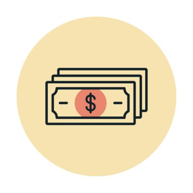 Dolar para çizgisi simgesi, vektör illüstrasyonu