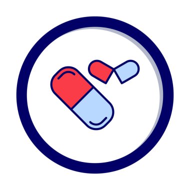 ilaç yassı ikonu, kapsüller, haplar            