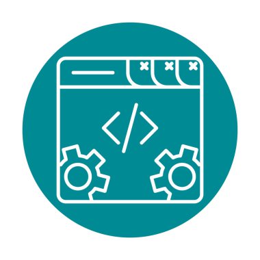 Basit programlama kodu optimizasyon simgesi, vektör illüstrasyonu