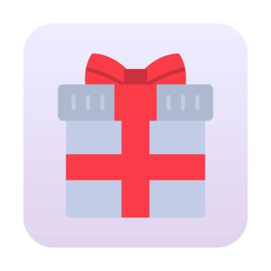 Hediye ikonlu kutu. Düz stil. Vektör çizimi. beyaz arkaplanda izole.