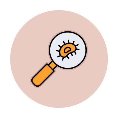 Büyüteç cam simgesi, vektör illüstrasyonu ile Bakteri Araştırması  