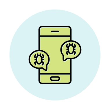 akıllı telefon virüslerle enfekte, vektör illüstrasyonu basit tasarım