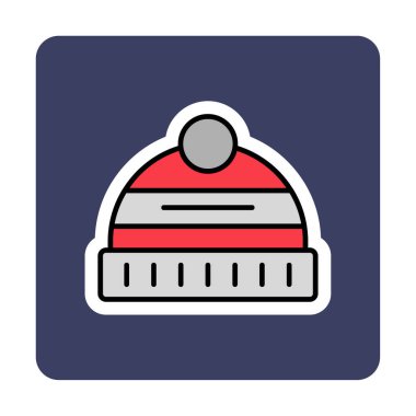 Kış Şapkası simgesinin vektör illüstrasyonu