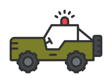 Askeri Jeep Simgesi, Vektör İllüstrasyonu