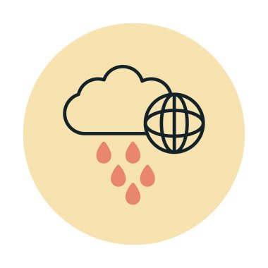Dünya yağmurlu bir gün. Web simgesi basit tasarım