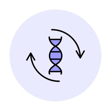 DNA ikon vektör çiziminin basit düz molekülü