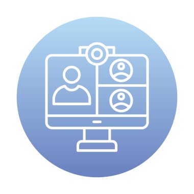 Basit çevrimiçi toplantı simgesi, vektör illüstrasyonu