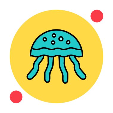 Denizanası. Web simgesi basit illüstrasyon                       