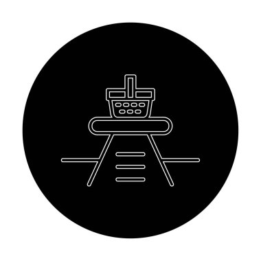 Piknik ikonunda yiyecek içeren sepetin vektör illüstrasyonu 