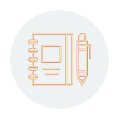 Çizim defteri ve kalem simgesi, vektör illüstrasyonu  