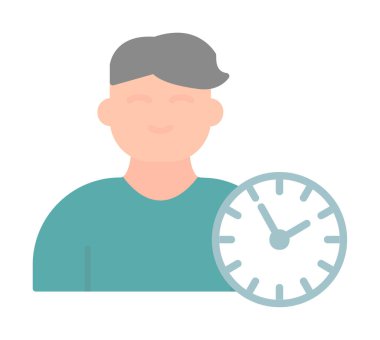 Saat simgesi olan kişi, vektör çizim tasarımı. Zaman Yönetimi                       