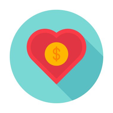 Dolar kalbi favori simgesi, vektör illüstrasyonu 